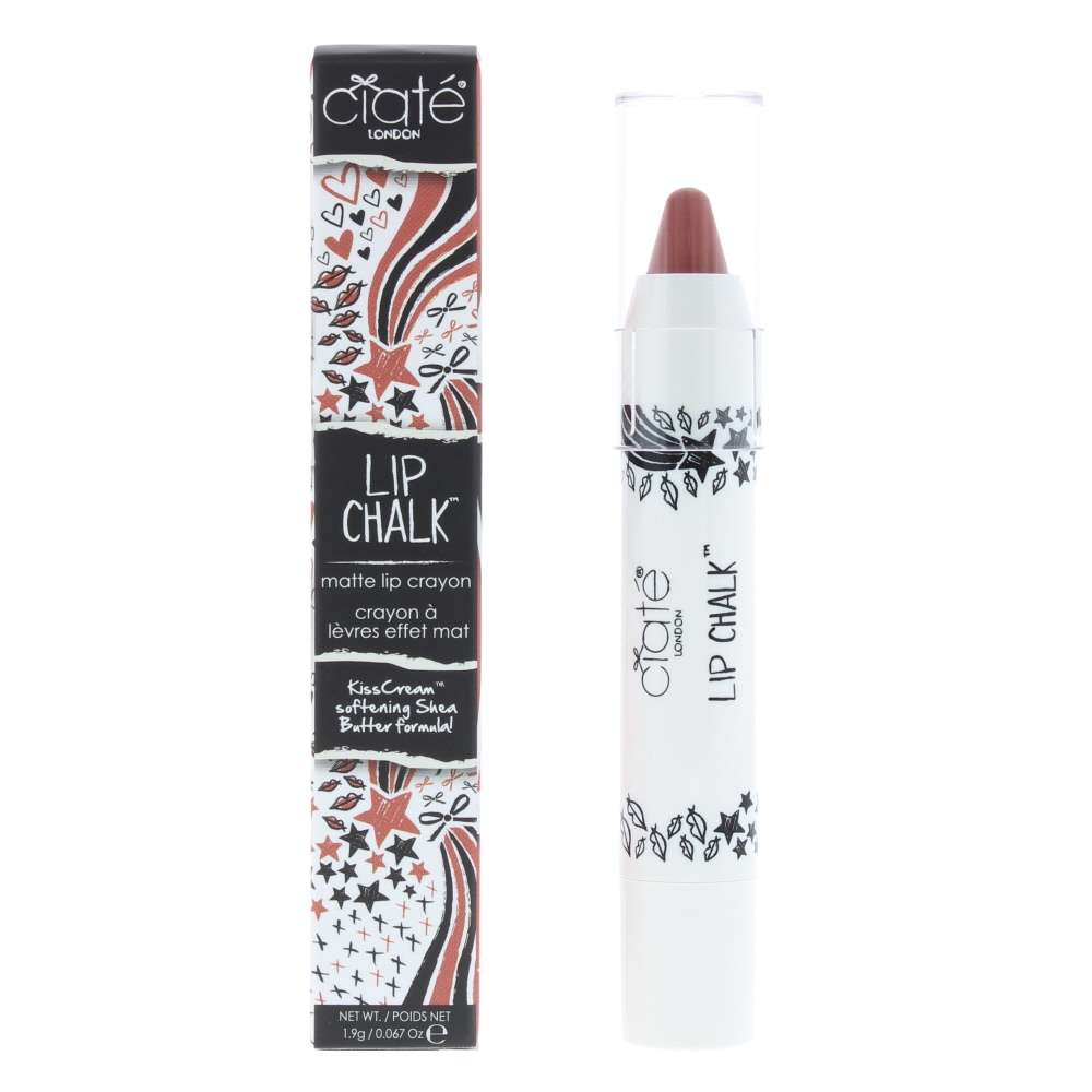 CIATÉ Lip Chalk Instaglam Pastel Terracotta lip crayon packaging and product view.
