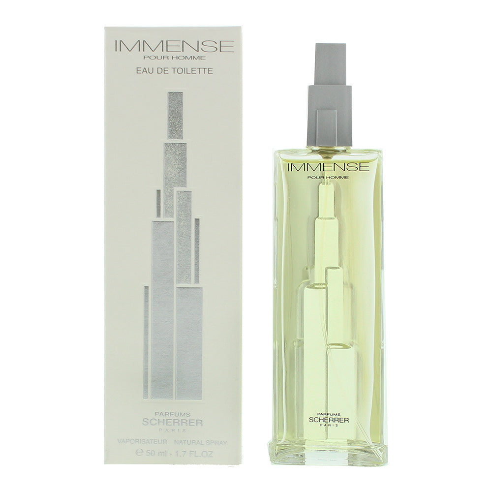 Scherrer Immense Pour Homme 50ml Eau de Toilette in elegant packaging and bottle, perfect for men's fragrance subscription.