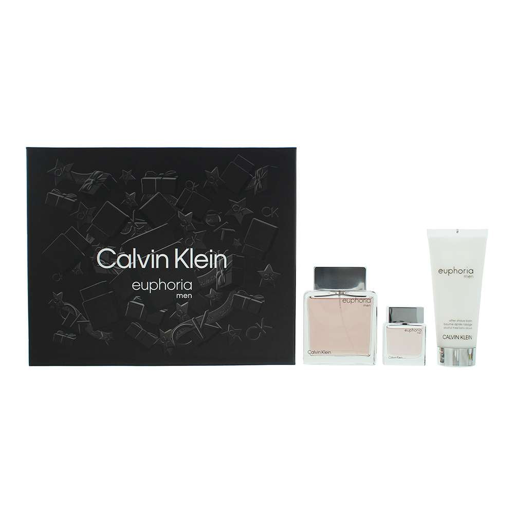 Calvin Klein Euphoria Men 3 Piece Eau De Toilette 100ml - Aftershave Balm 100ml - Eau De Toilette 15ml