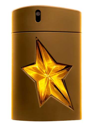 Mugler A Men Pure Havane 10ml perfume sample for men in a gold star-shaped bottle.