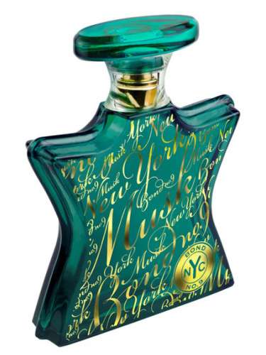 BOND NO. 9 New York Musk 10ml subscription fragrance bottle, vibrant green design with gold embellishments.