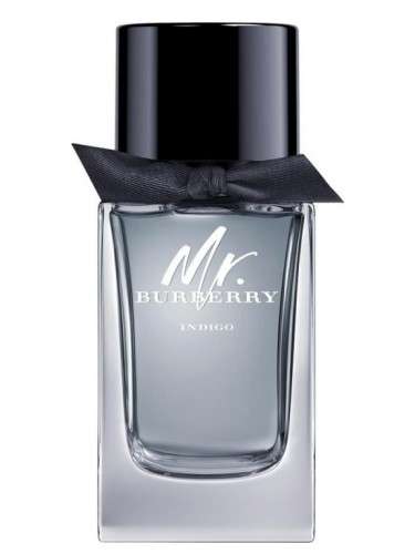 Burberry Mr Burberry Indigo 50ml fragrance bottle with stylish black cap and ribbon detail.