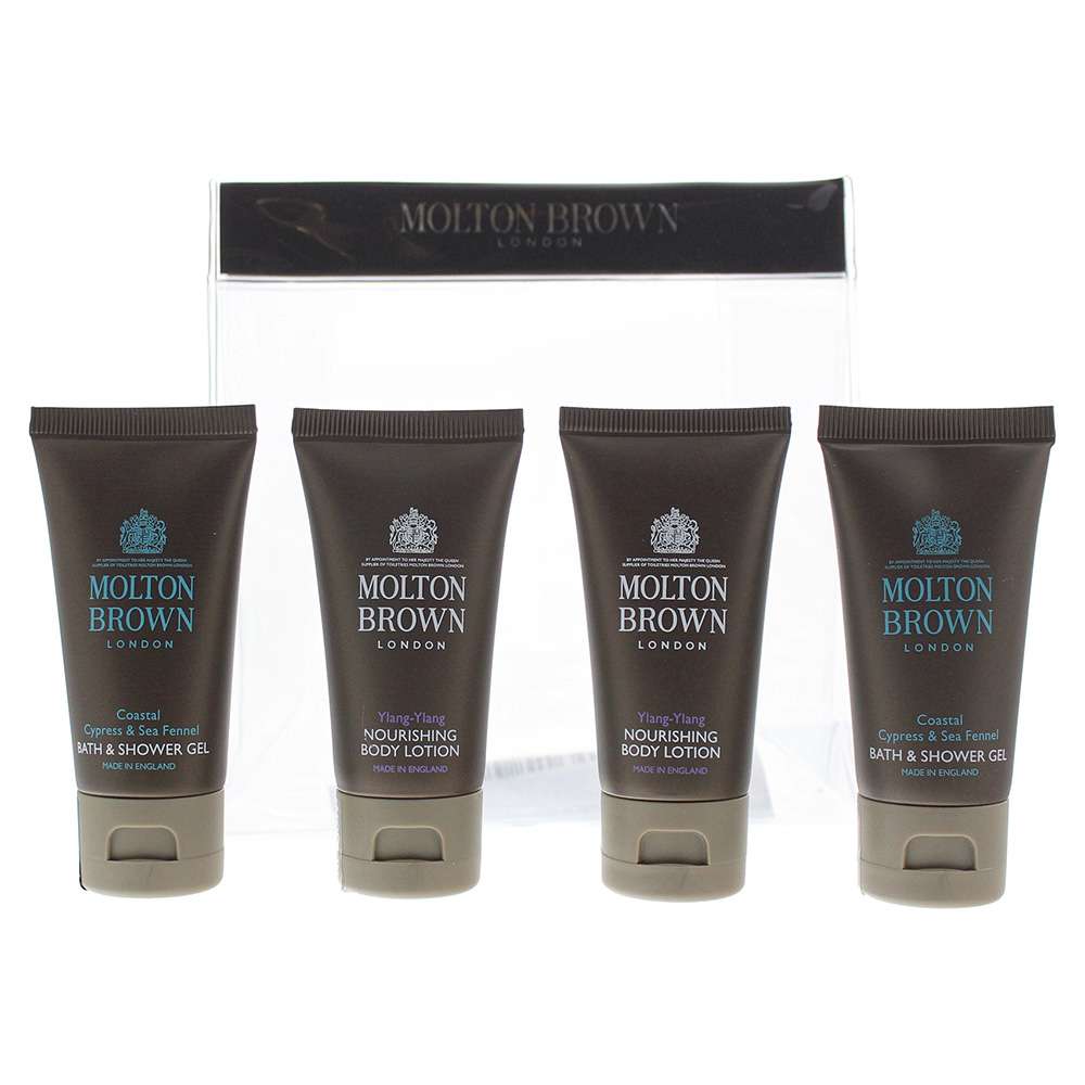 Molton Brown 4 Piece : 2 x Coastal Cypress  Sea Fennel Body Wash 30ml - 2 x Ylang Ylang Body Lotion 30ml