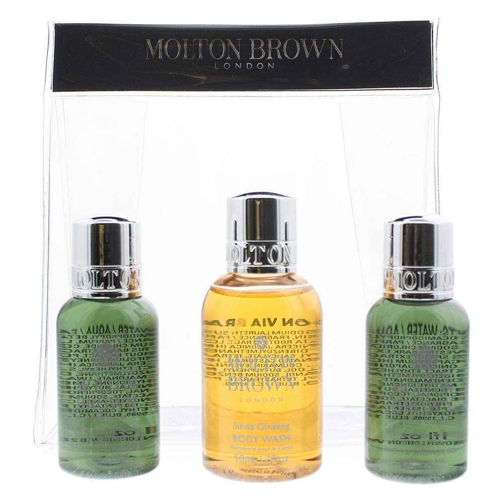 Molton Brown 3 Piece : Suma Ginseng Body Wash 50ml - 2 x Fabled Juniper  Lapp Pine Body Wash 30ml