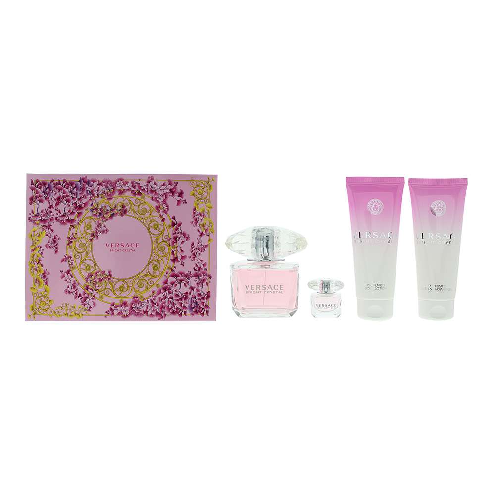 Versace Bright Crystal 4 Piece : Eau De Toilette 90ml - Shower Gel 100ml - Body Lotion 100ml - Eau De Toilette 5ml