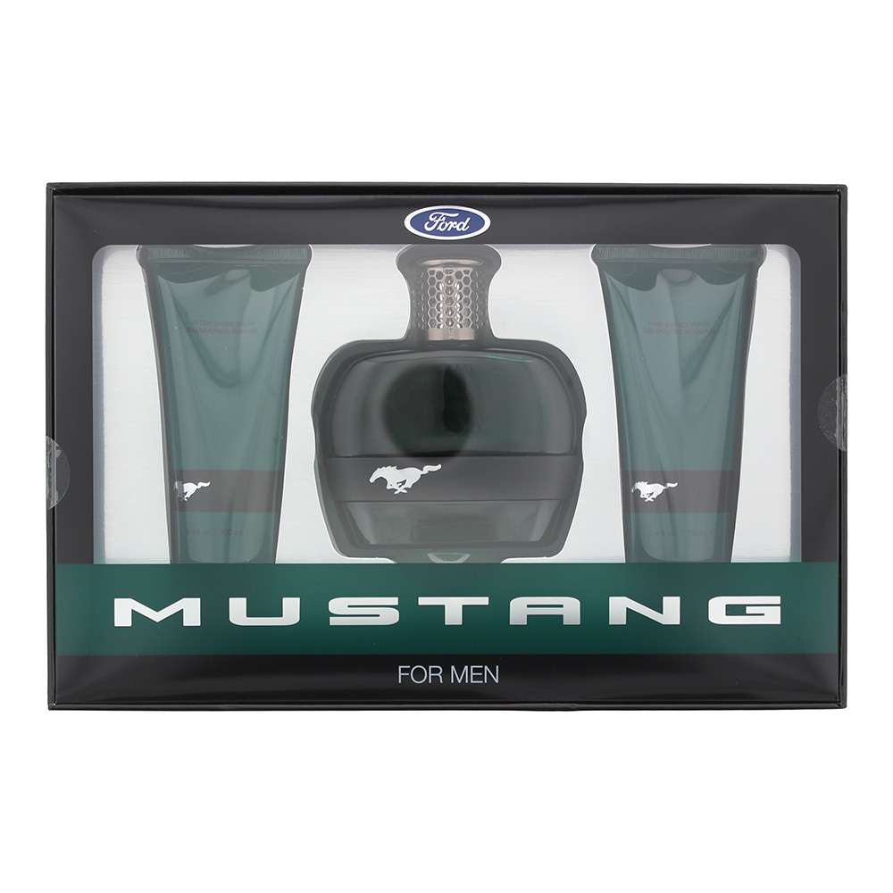 MUSTANG Green 3 Piece : Eau De Toilette 100ml - Shower Gel 100ml - Aftershave Balm 100ml