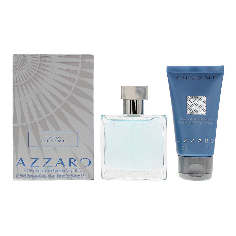 AZZARO Chrome 2 Piece : Eau De Toilette 30ml - Hair And Body Shampoo 50ml