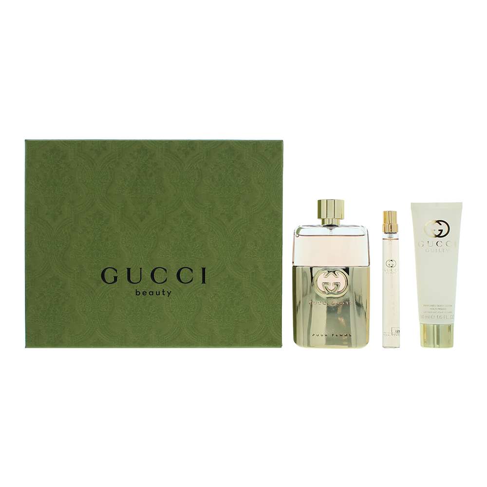 Gucci Guilty 3 Piece : Eau De Parfum 90ml - Eau De Parfum 10ml - Body Lotion 100ml