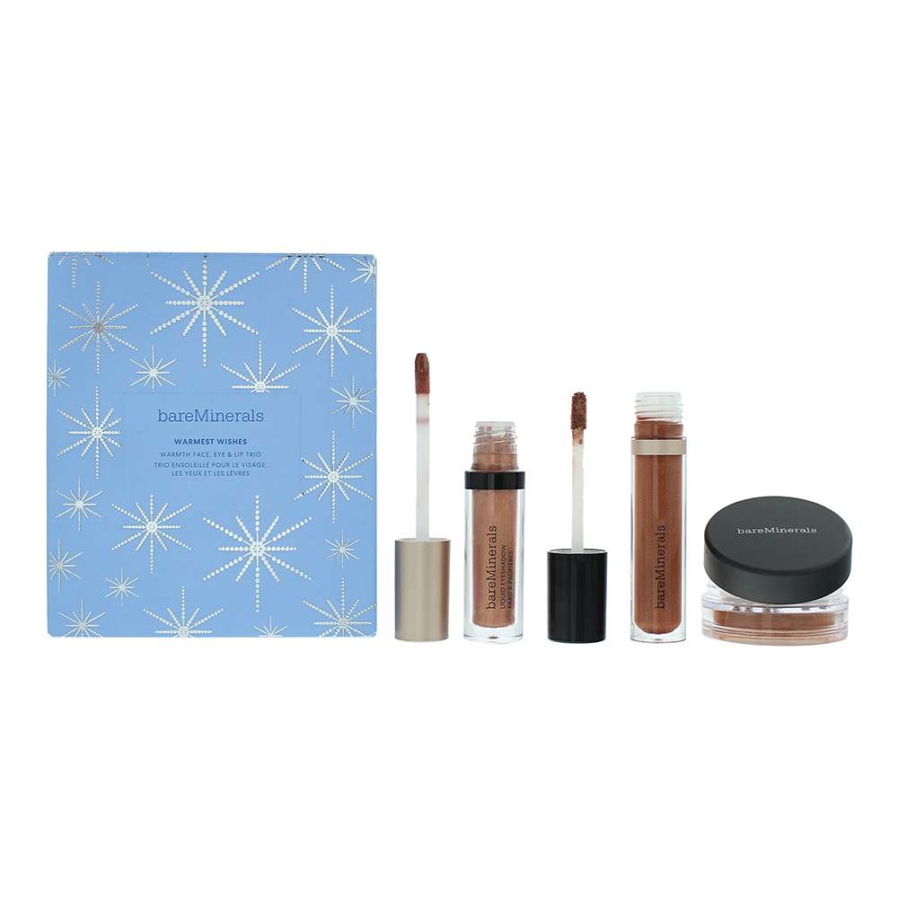 BARE MINERALS Warmest Wishes 3 Piece : Loose Bronzer 1.5g - Lip Gloss 4ml - Liquid Eyeshadow 3.3ml