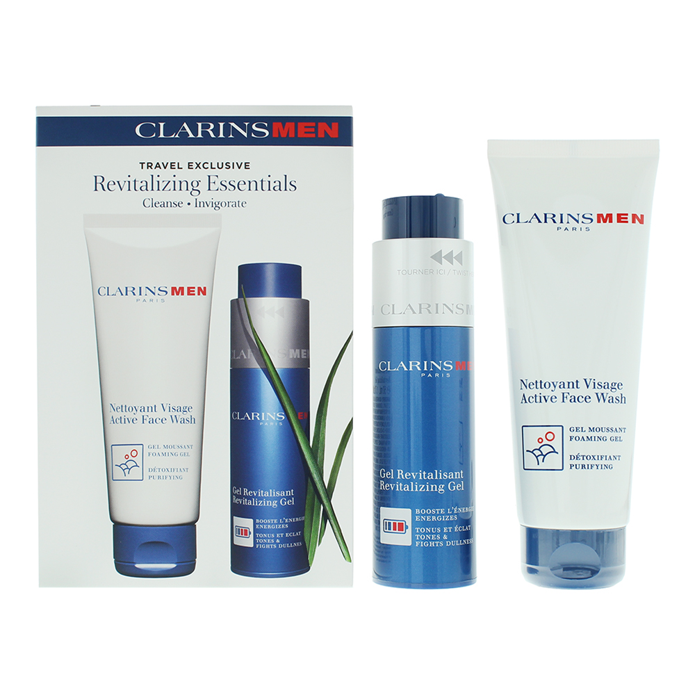 Clarins Men Revitalizing Essentials 2 Piece : Face Wash 125ml - Gel 50ml