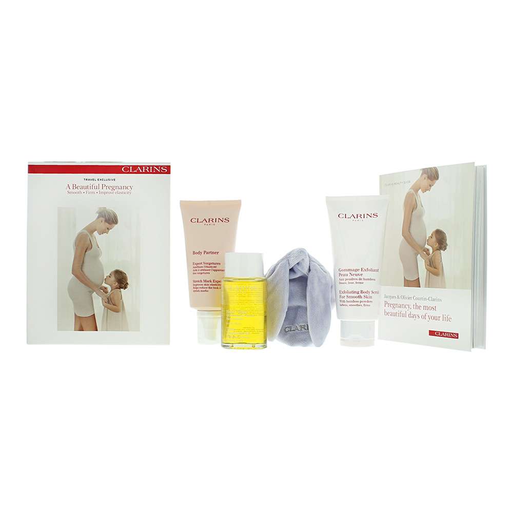 Clarins A Beautiful Pregnacy 3 Piece : Exfoliating Body Scrub 200ml - Body Treatment Oil Tonic 100ml - Body Partner 175ml