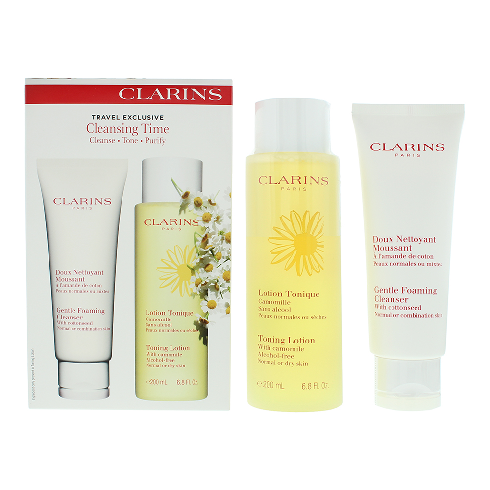 Clarins Everyday Cleansing 2 Piece : Gentle Foaming Cleanser 125ml- Toning Lotion200ml