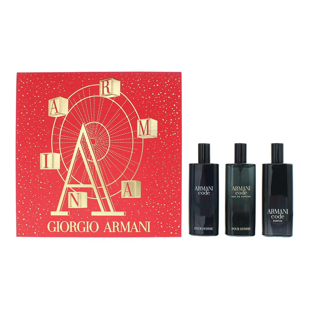 Giorgio Armani Code Pour Homme 3 Piece : Eau De Toilette 15ml - Eau De Parfum 15ml - Parfum 15ml