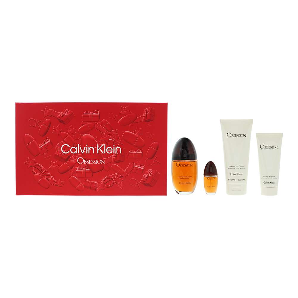 Calvin Klein Obsession 4 Piece : Eau De Parfum 100ml - Body Lotion 200ml - Eau De Toilette 15ml - Shower Gel 100ml