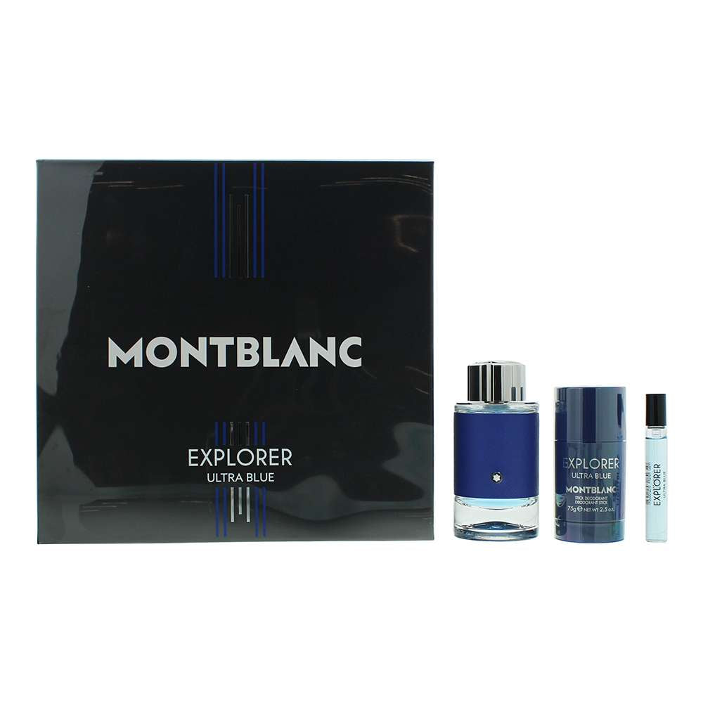 Montblanc Explorer Ultra Blue 3 Piece : Eau De Parfum 100ml - Eau De Parfum 7.5ml - Deodorant