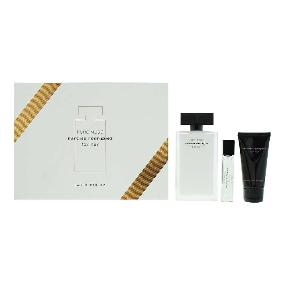 Narciso Rodriguez Pure Musc For Her 3 Piece : Eau De Parfum 100ml - Eau De Parfum 10ml - Body Lotion 50ml