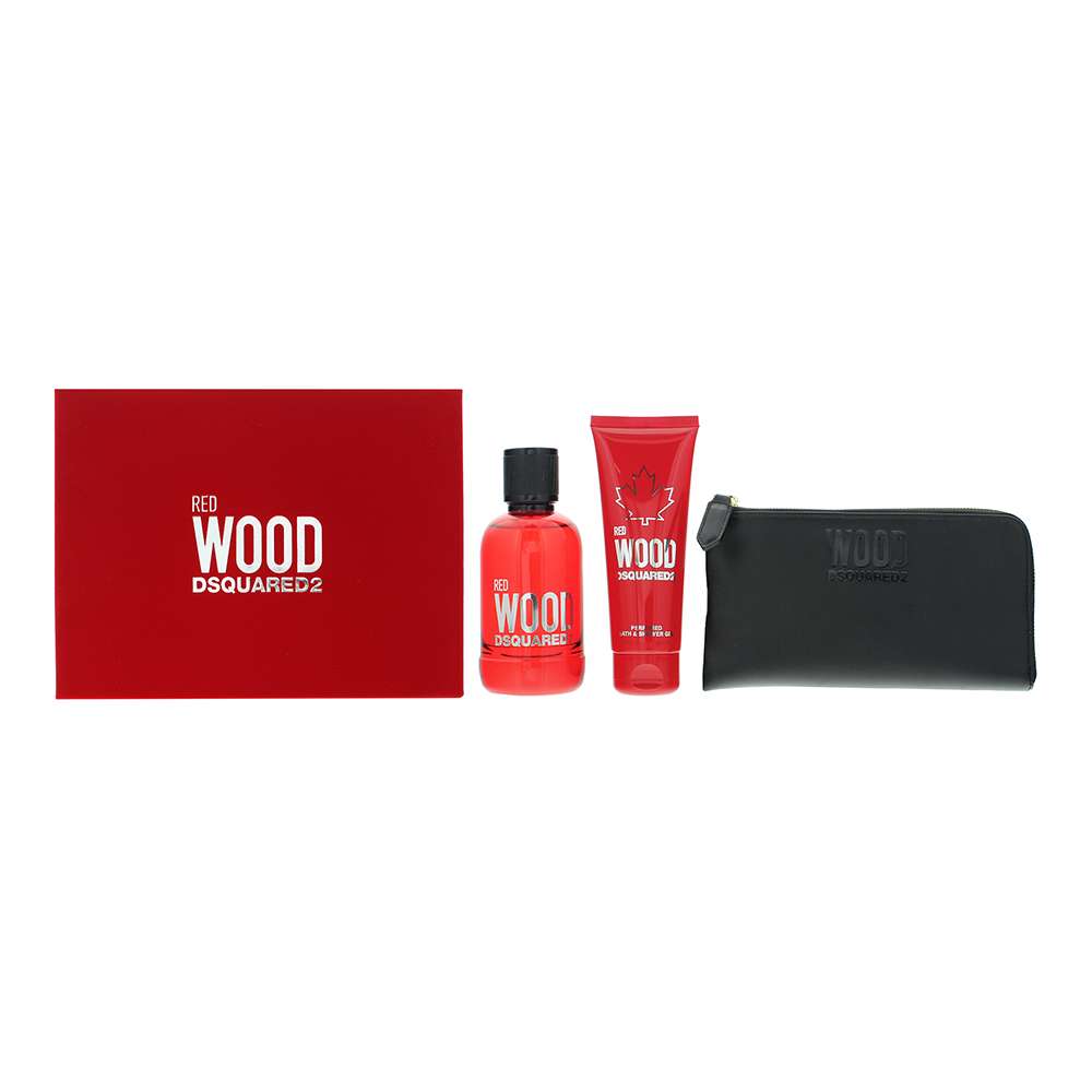 Dsquared2 Red Wood 3 Piece : Eau De Toilette 100ml - Shower Gel 100ml - Wallet