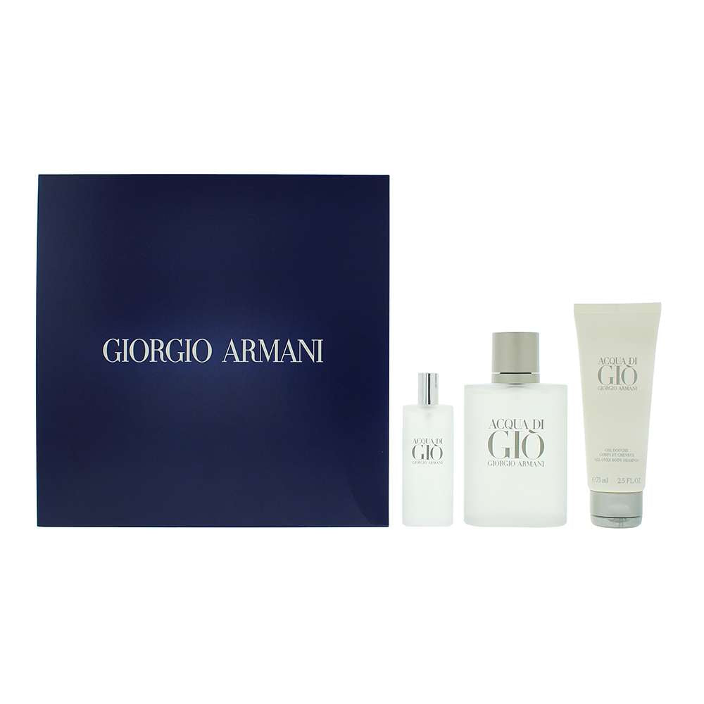 Giorgio Armani Acqua Di Giò 3 Piece : Eau De Toilette 100ml - Shower Gel 75ml - Eau De Toilette 15ml