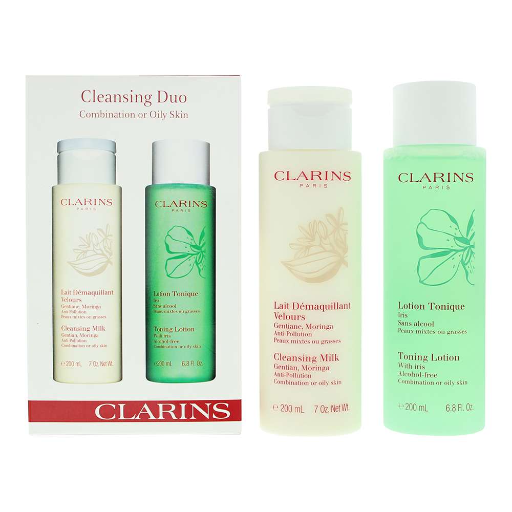 Clarins Cleansing Duo 2 Piece : Cleansing Milk 200ml - Toning Lotion 200ml