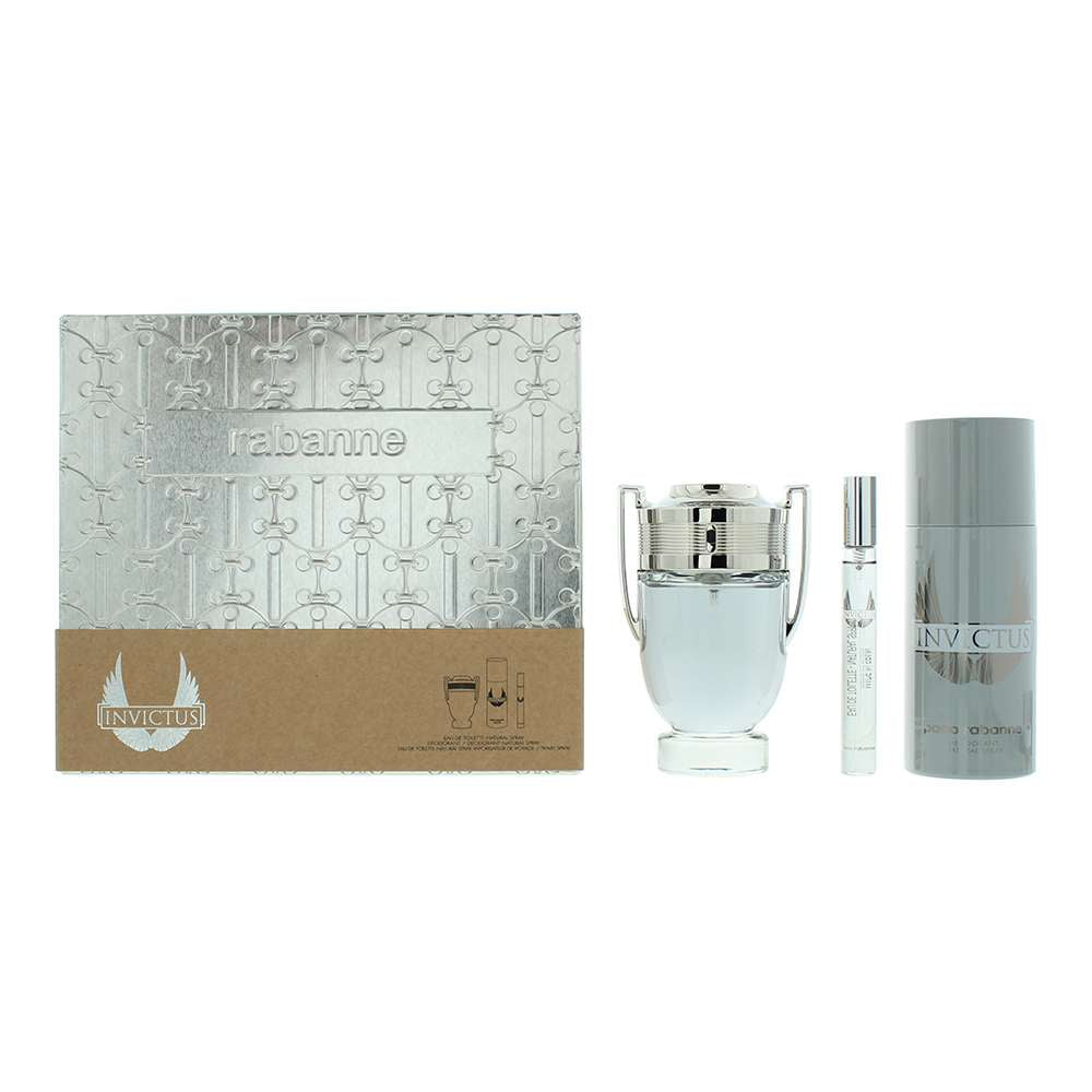 Paco Rabanne Invictus 3 Piece : Eau de Toilette 100ml + Deodorant Spray